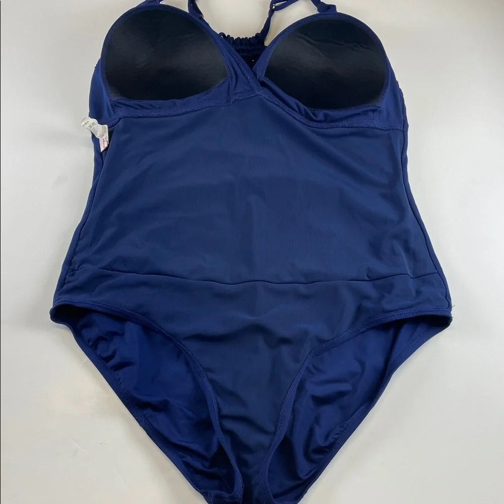 Firpearl Blue Tummy Control One Piece Swimsuit Plus Size 16 Women’s Ruched